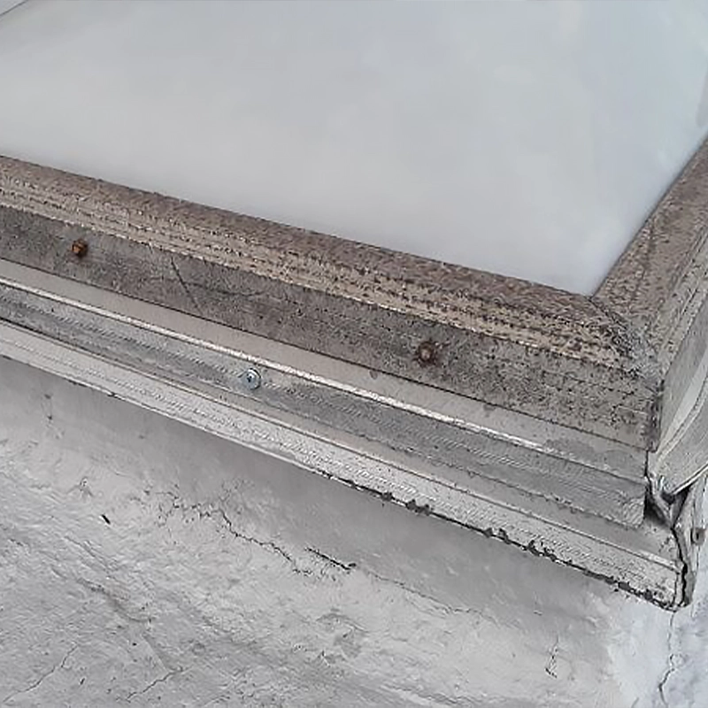 old damaged skylight being replaced